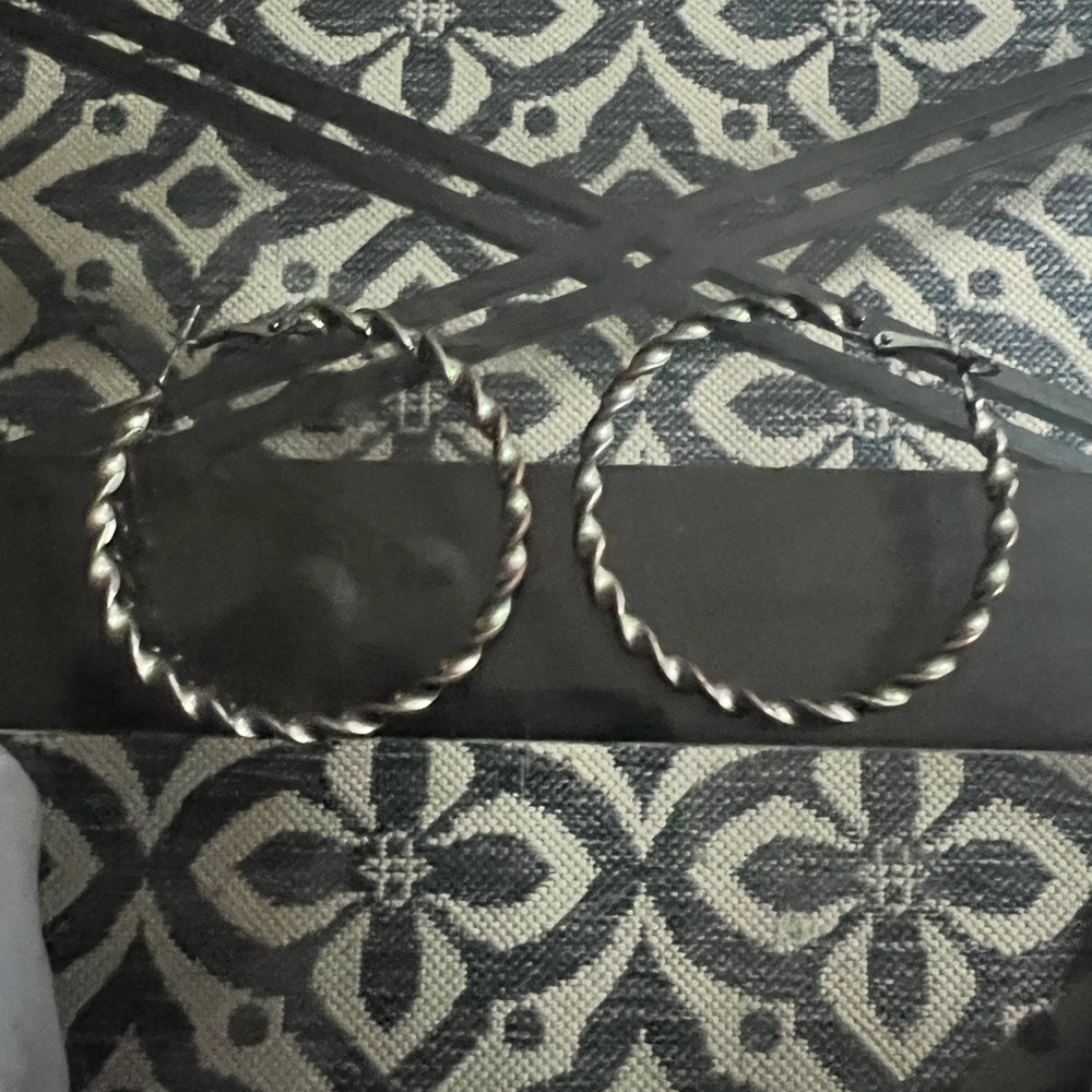 Silver Twisted Hoop Earrings